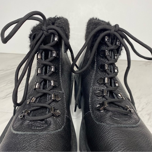 New! Kelsi Dagger Brooklyn Faux Fur Lace Up Black Boot 8 - Picture 9 of 14